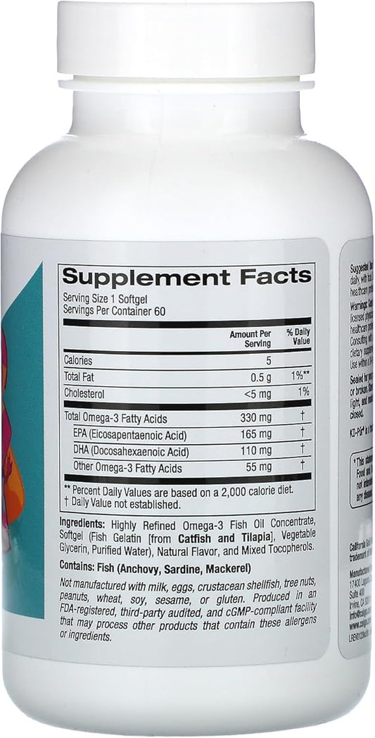California Gold Nutrition, Kid’s Omega-3 Fish Oil, Natural Strawberry, 60 Fish Gelatin Softgels