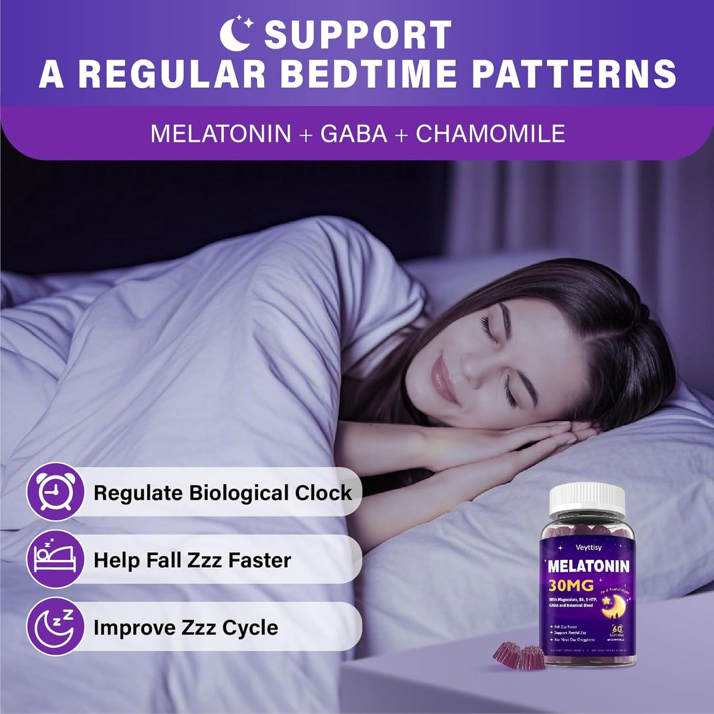 Melatonin 6 mg Fast Dissolve 60 Gummies | Nighttime Sleep Aid | Natural Berry Flavor |