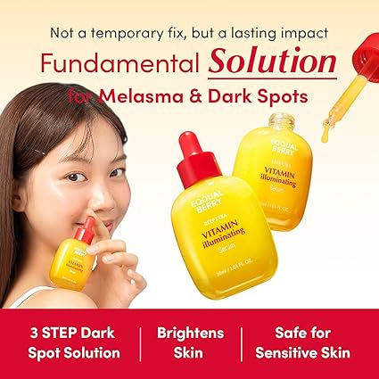 EQQALBERRY Vitamin Illuminating Serum – 40% Acerola, Niacinamide, Arbutin & Ceramide – Brightening & Hydrating Serum for Even Skin Tone