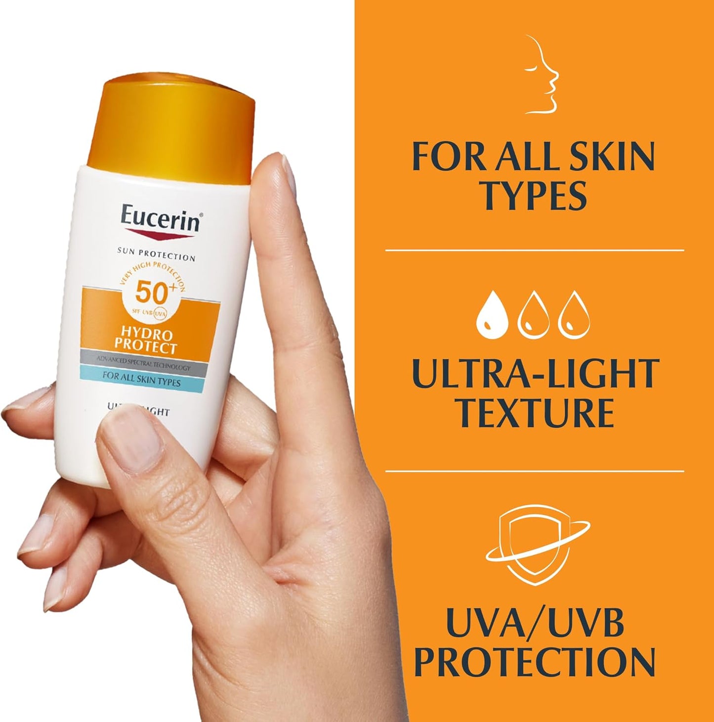 Eucerin HYDRO PROTECT 50+spf, Ultra-Light Fluid (for All Skin Types) 50 ml