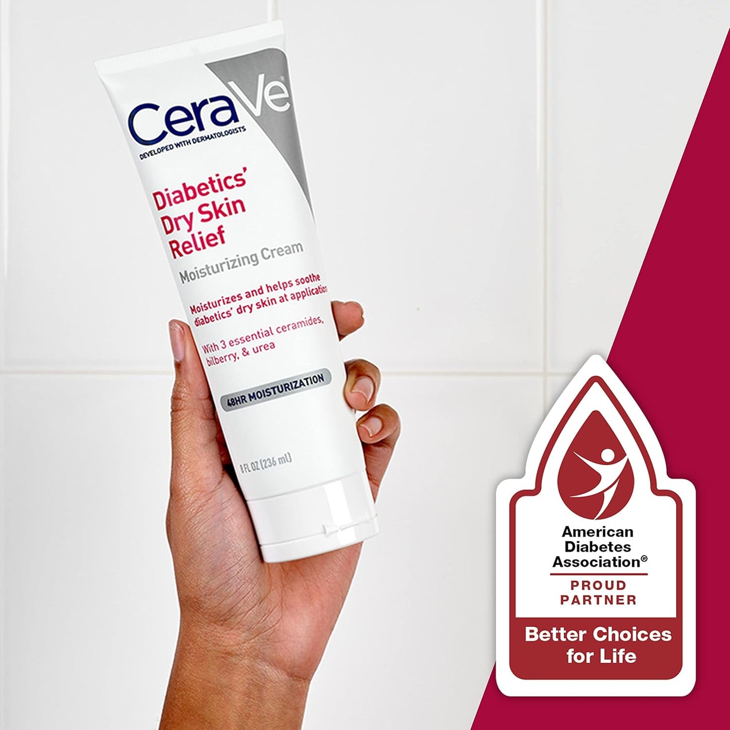 CeraVe Diabetics’ Dry Skin Relief Moisturizing Cream – 236ml | 48HR Hydration