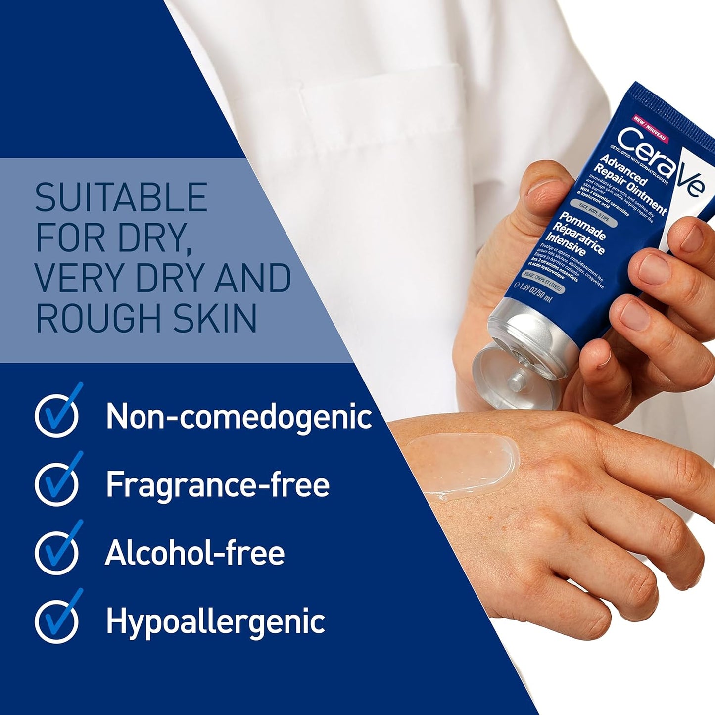 CeraVe Advanced Repair Ointment – 50ml | For Face, Body & Lips