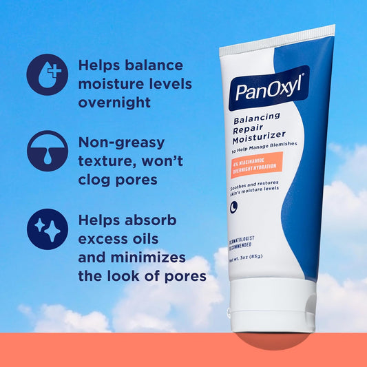 PanOxyl PM Balancing Repair Moisturizer With Niacinamide (Night Time Moisturizer for Acne-Prone Skin) 85 g