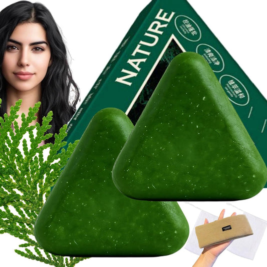 Nature Triangle Shampoo Bar, Nature Seven Green Soap Shampoo, Herbal Hair Care, Gentle Cleansing, Strengthens Hair for Women and Mens With a Foaming