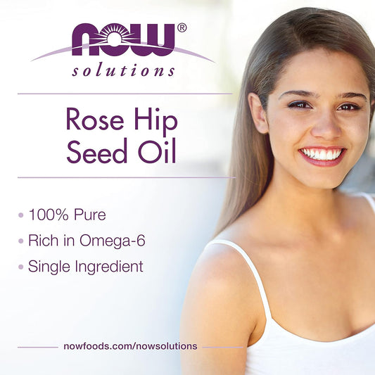 NOW Solutions, Rose Hip Seed Oil, 100% Pure, Nourishing and Renewing, For Facial Care, Vegan, Child Resistant Cap, 1-Ounce