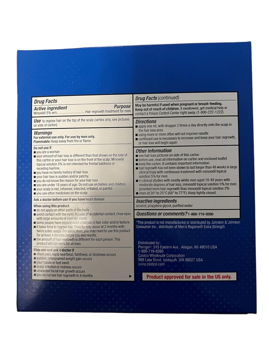 Kirkland Signature,6 Months-Minoxidil 5% Topical Solution Extra Strength Hair Regrowth Treatment for Men【 Dropper Applicator and Pump Mist Sprayer Included】Hair Loss Regrowth -Total 12 Oz