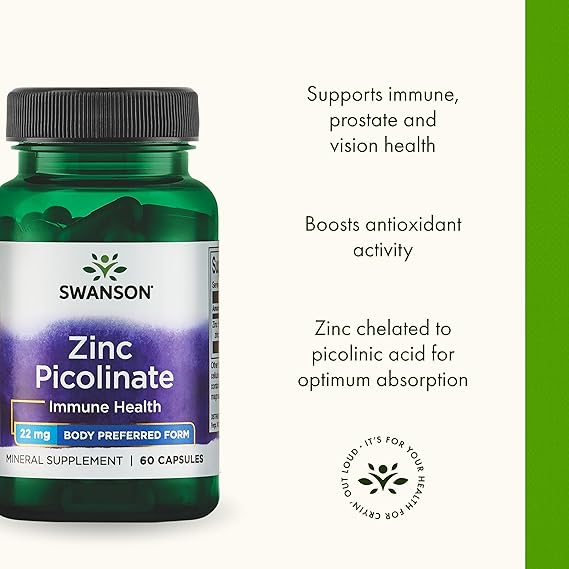 Swanson  Zinc Picolinate  (Immune Health)  20mg per capsule  60 Capsules