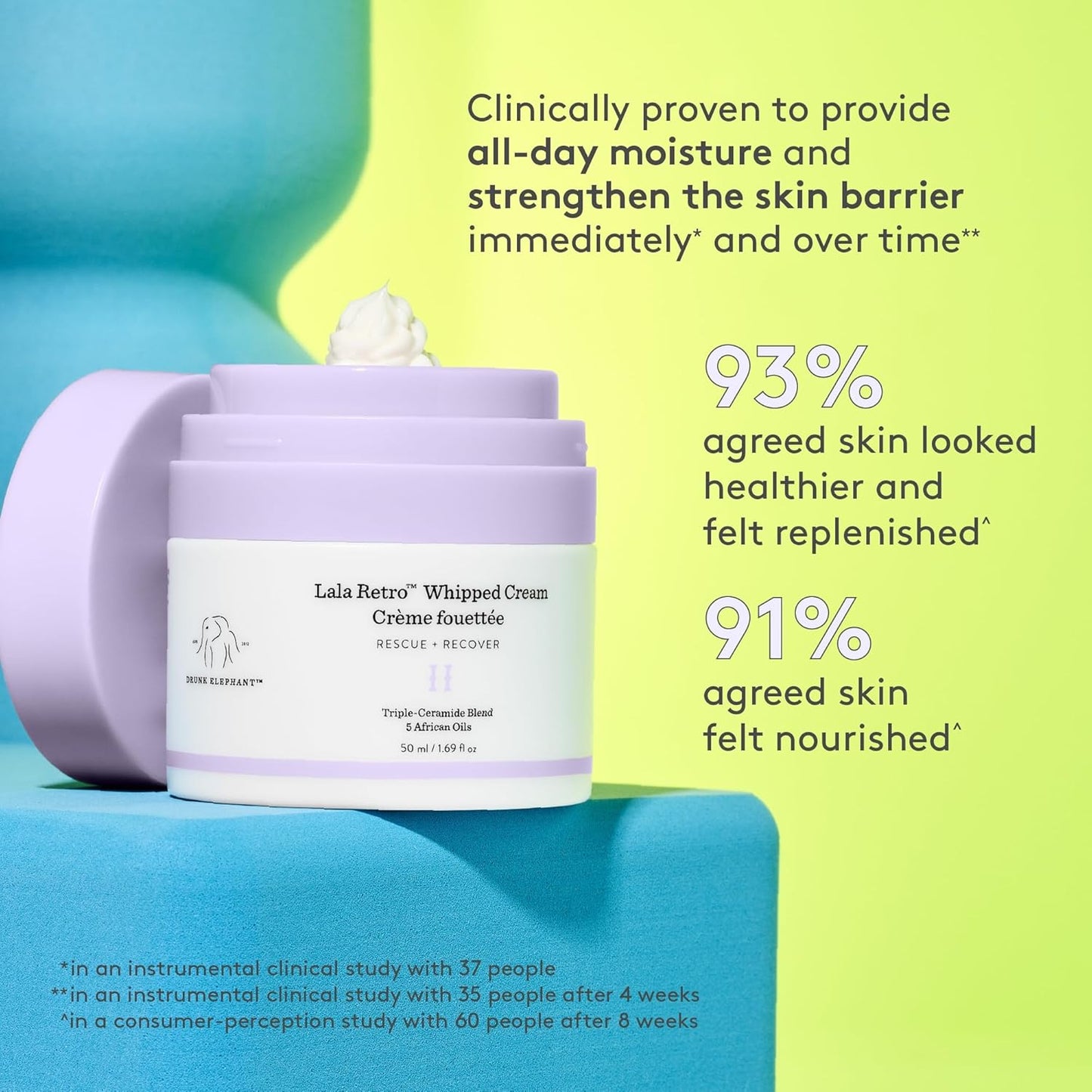Drunk Elephant  Lala Retro  Whipped Cream  Rescue+Recover  6 African Oil Ceramides, pH5.2  50 ml