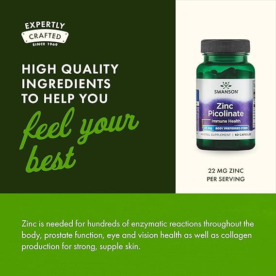 Swanson  Zinc Picolinate  (Immune Health)  20mg per capsule  60 Capsules