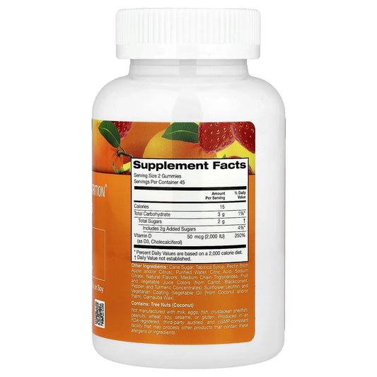 California GOLD Nutrition  Adult Gummies  Vitamin D3  (Lemon, Orange & Strawberry)  90 Vegetarian Gummies