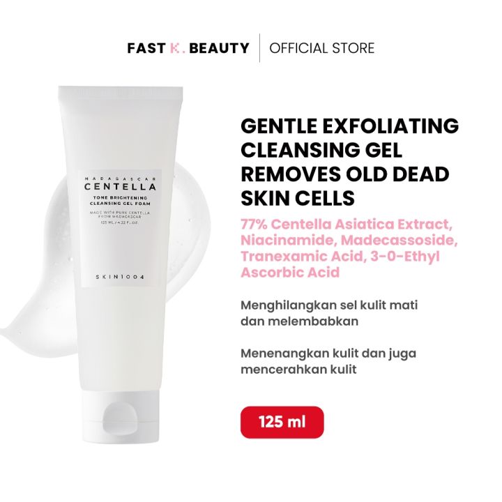 SKIN1004 Madagascar Centella Tone Brightening Cleansing Gel Foam – 4.05 fl.oz (120ml) | Gentle Daily Cleanser for Dull & Sensitive Skin