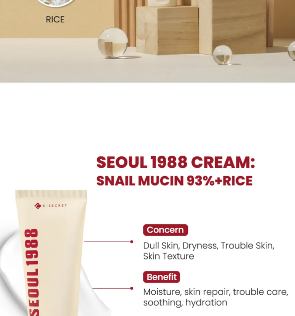 K-SECRET SEOUL 1988 Cream : Snail Mucin 93% + Rice