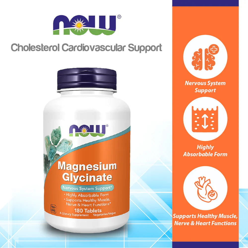 NOW Foods Supplements, Magnesium Glycinate 100 mg, Highly Absorbable Form, 60 Tablets
