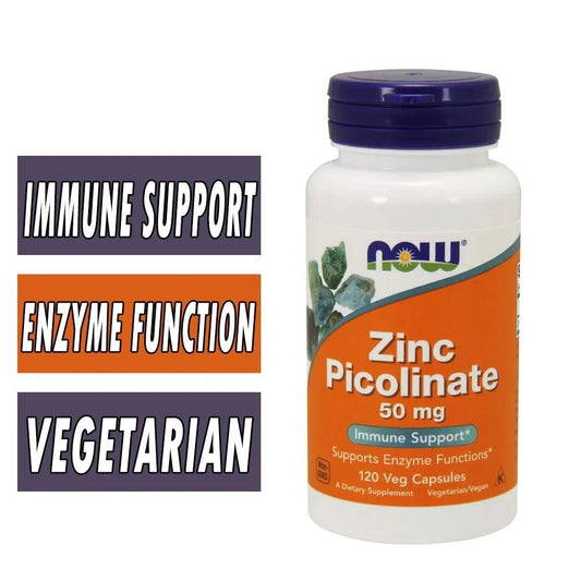 NOW Foods Supplements, Zinc Picolinate 50 mg, Supports Enzyme Functions*, Immune Support*,