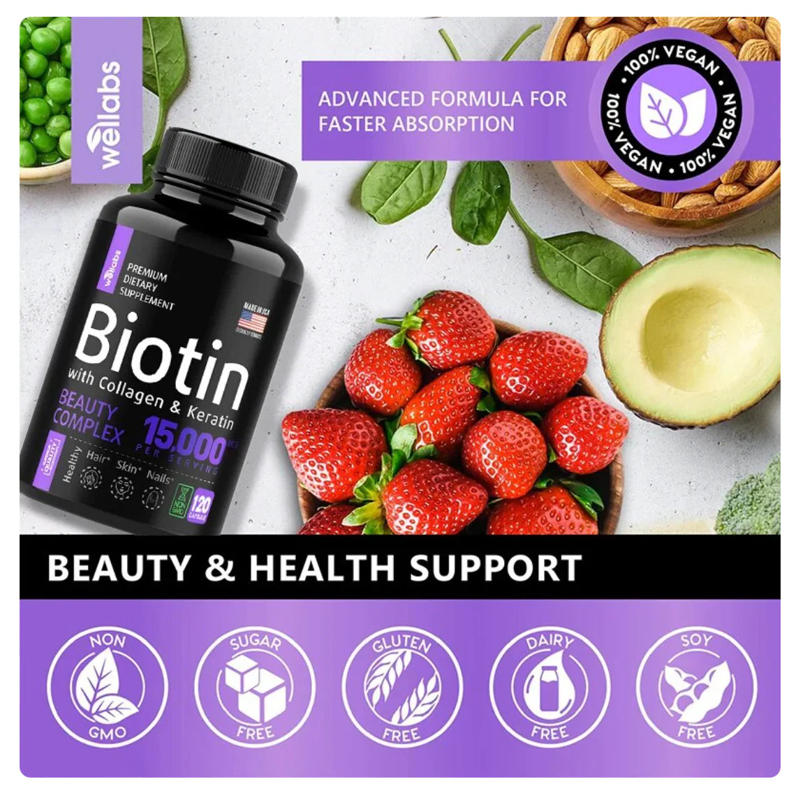 Biotin 15000, Hair Skin and Nails in Osu - Vitamins & Supplements
