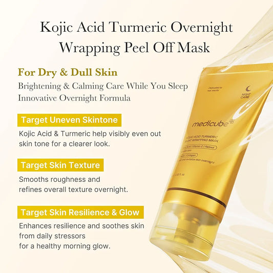Medicube Kojic acid & Turmeric Collagen Overnight Wrapping Mask – Peel‑Off Brightening & Firming