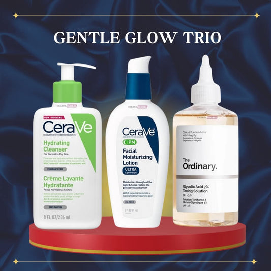 Gentle Glow Trio.

Cleansed. Hydrated. Radiant.