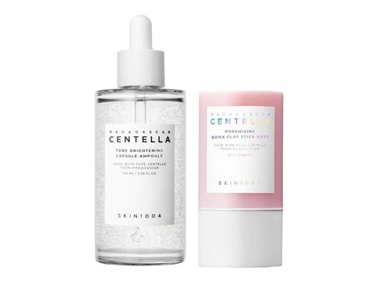 SKIN1004 Madagascar Centella — Poremizing Quick Clay Stick Mask & Tone Brightening Capsule Ampoule Duo