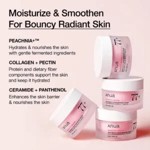 Anua Peach Niacinamide Cream, Face Moisturizer for Dry Skin with Vitamin B12, Collagen, Ceramide, Panthenol, Korean Skin Care for Glass Skin (50ml)