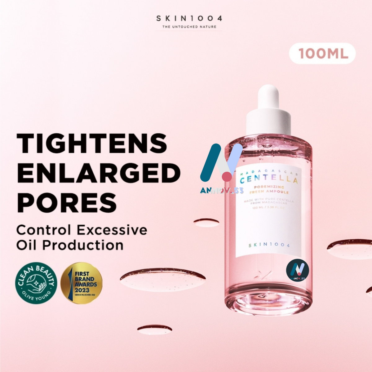 SKIN1004 Madagascar Centella Poremizing Fresh Ampoule – 3.38 fl.oz (100ml) | Soothing Hydration & Pore Care for Oily & Combination Skin