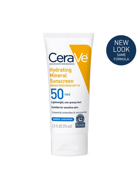 CeraVe Hydrating Mineral Sunscreen SPF 50 (Suitable for Sensitive Skin) Mineral Sunscreen 75 ml